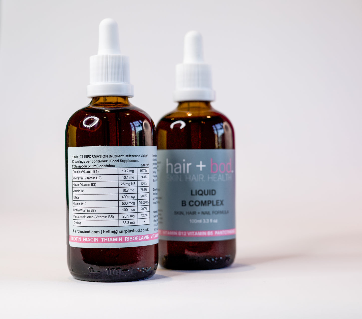 hair + bod. VITAMIN B COMPLEX LIQUID  SUPPLEMENT ( Hair, Skin + Nail Formula)